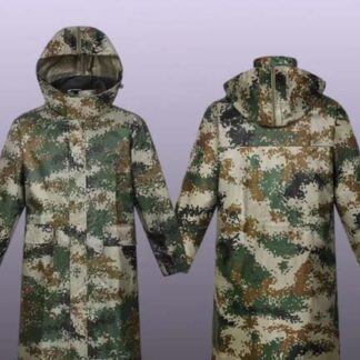 China PLA Type 07 Universal Woodland Camo Hood Rain Coat – One Piece Poncho