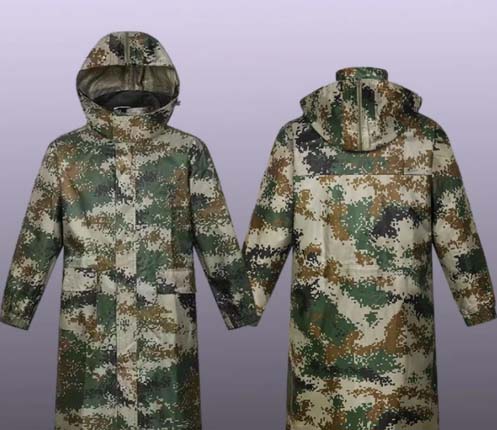 China PLA Type 07 Universal Woodland Camo Hood Rain Coat – One Piece Poncho