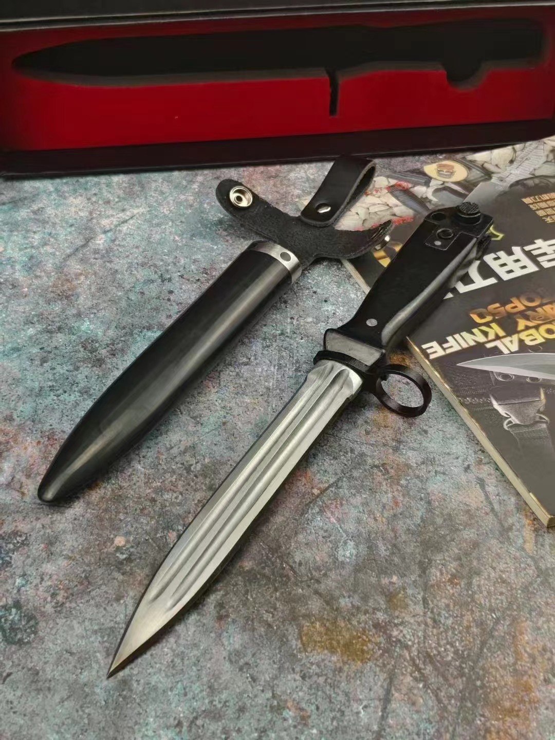 China PLA Type 81 / AK47 Rifle Bayonet Knife Dagger with Black Sheath - Image 2