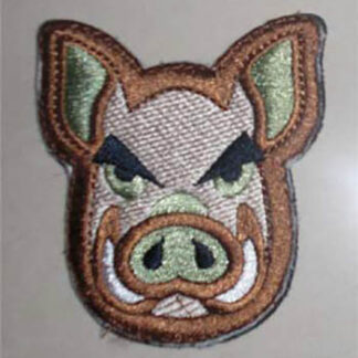 Angry Pig Embroidery Velcro Patch - Green