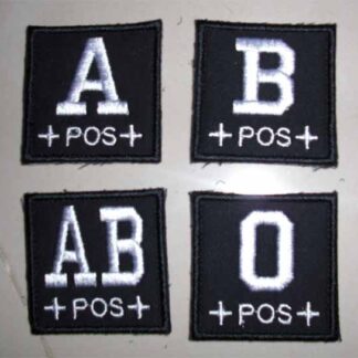Blood Type Square Embroidery Velcro Patch – Black