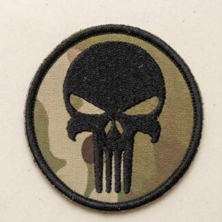 Punisher Embroidery Velcro Patch - Multicam Black