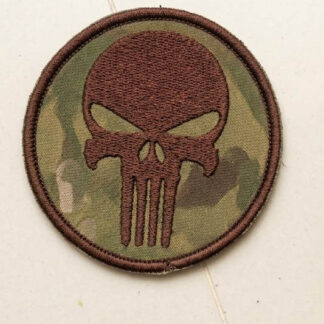Punisher Embroidery Velcro Patch - Multicam Brown