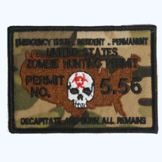 US United States Zombie Hunting Permit Embroidery Patch - Multicam
