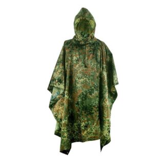 RainCoat Hood Jacket Parka Poncho Tent Waterproof - Germany Army Flecktarn Flecktarnmuster Fleckentarn Camo